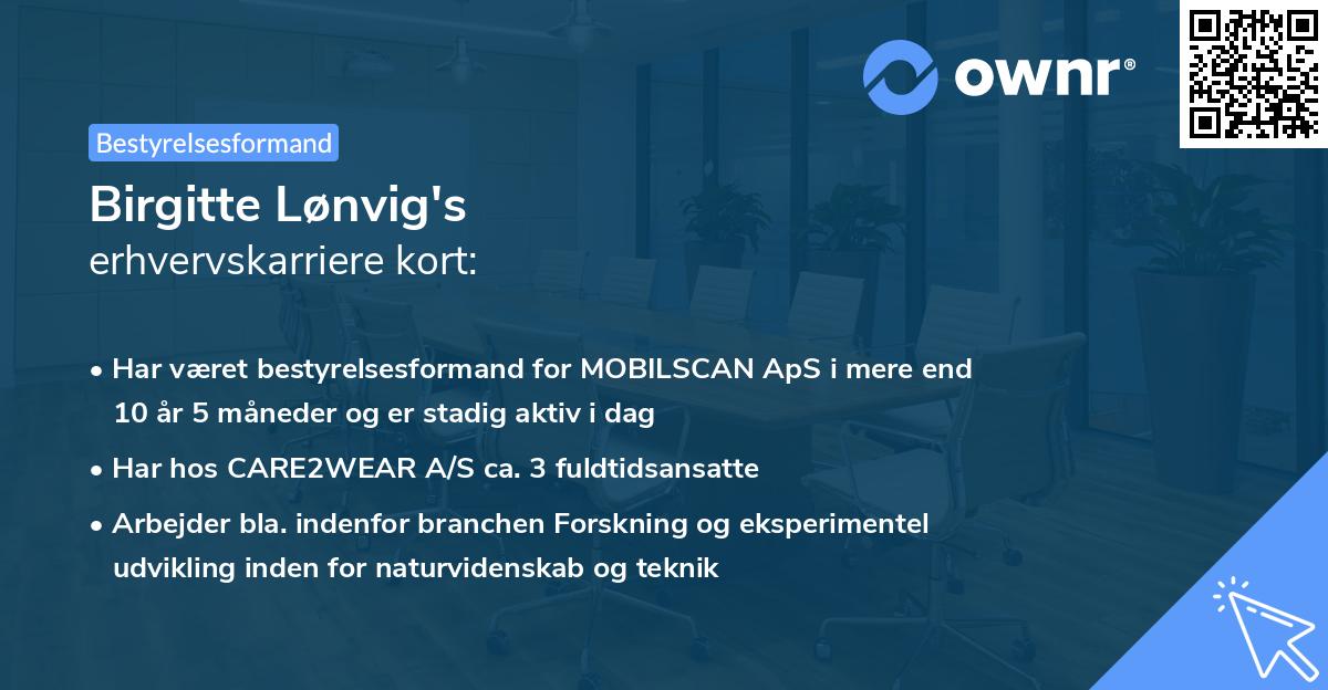 Birgitte Lønvig's erhvervskarriere kort