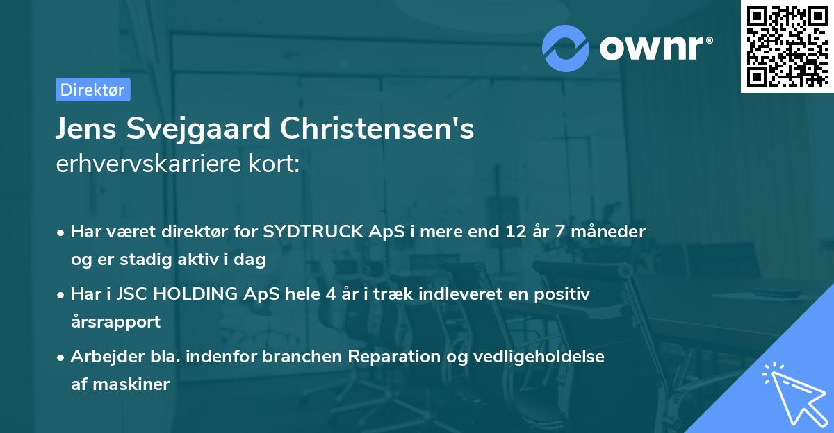 Jens Svejgaard Christensen's erhvervskarriere kort