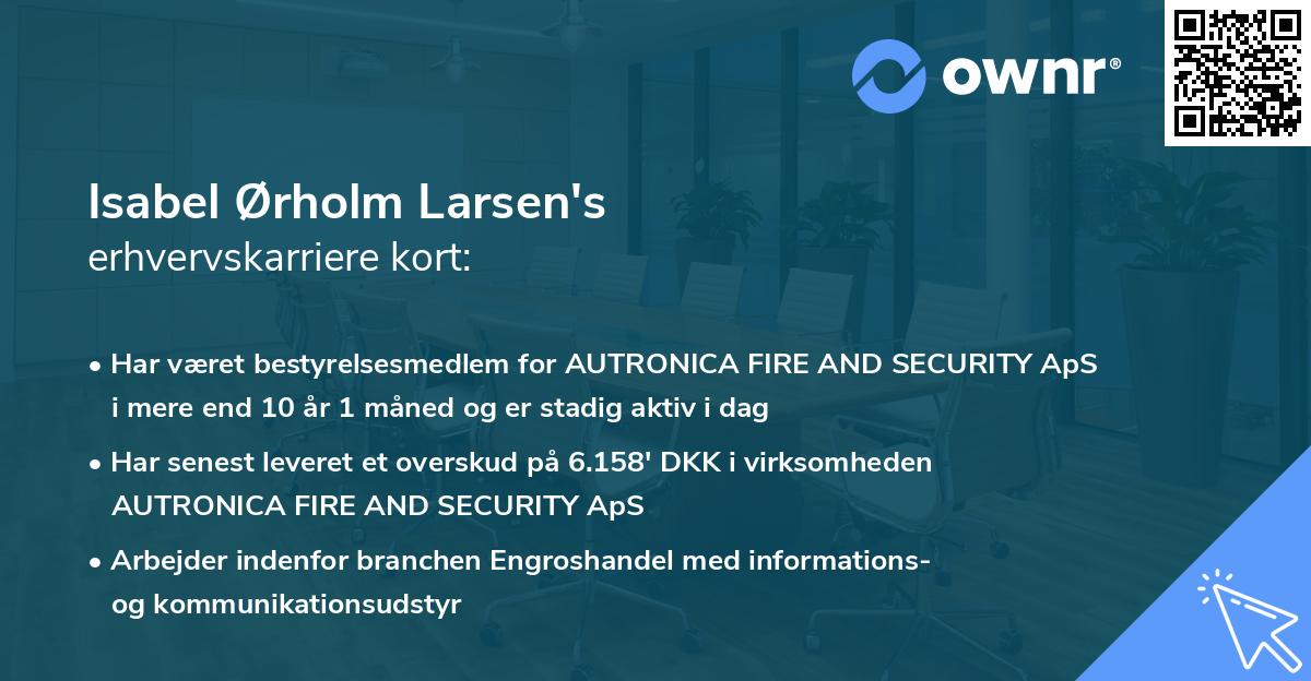 Isabel Ørholm Larsen's erhvervskarriere kort
