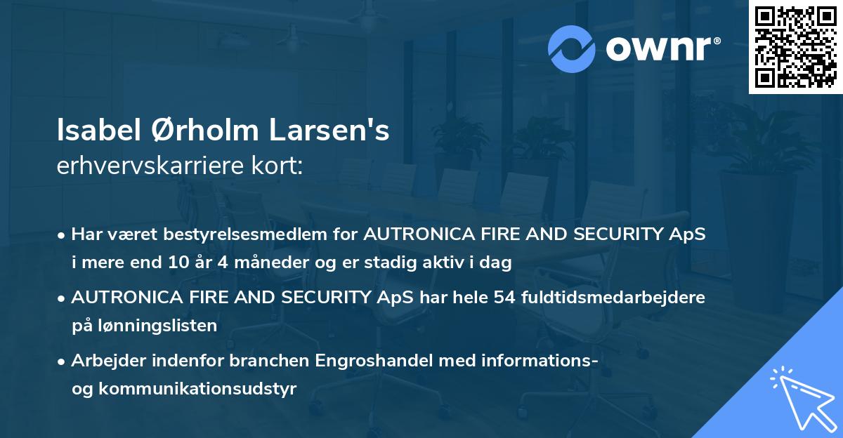 Isabel Ørholm Larsen's erhvervskarriere kort
