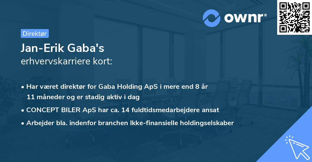 Jan-Erik Gaba's erhvervskarriere kort