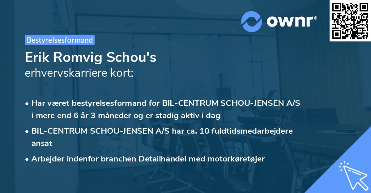 Erik Romvig Schou's erhvervskarriere kort