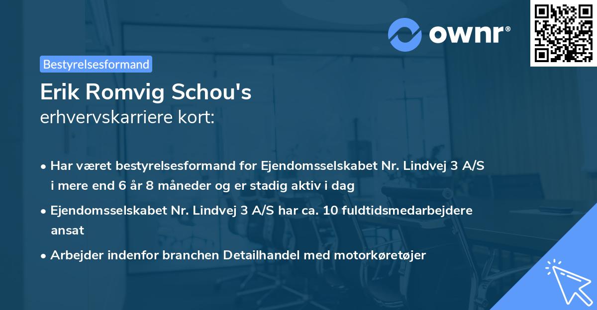 Erik Romvig Schou's erhvervskarriere kort