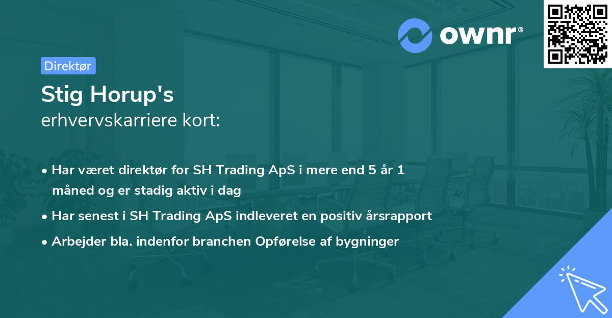 Stig Horup's erhvervskarriere kort