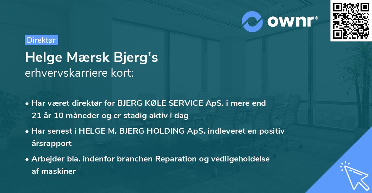 Helge Mærsk Bjerg's erhvervskarriere kort
