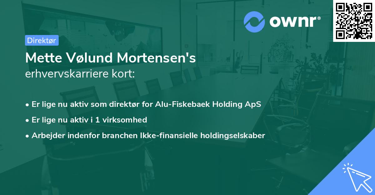 Mette Vølund Mortensen's erhvervskarriere kort