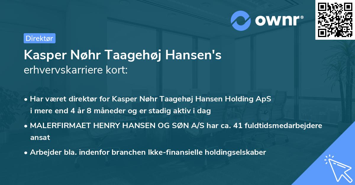 Kasper Nøhr Taagehøj Hansen's erhvervskarriere kort