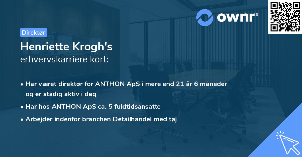 Henriette Krogh's erhvervskarriere kort