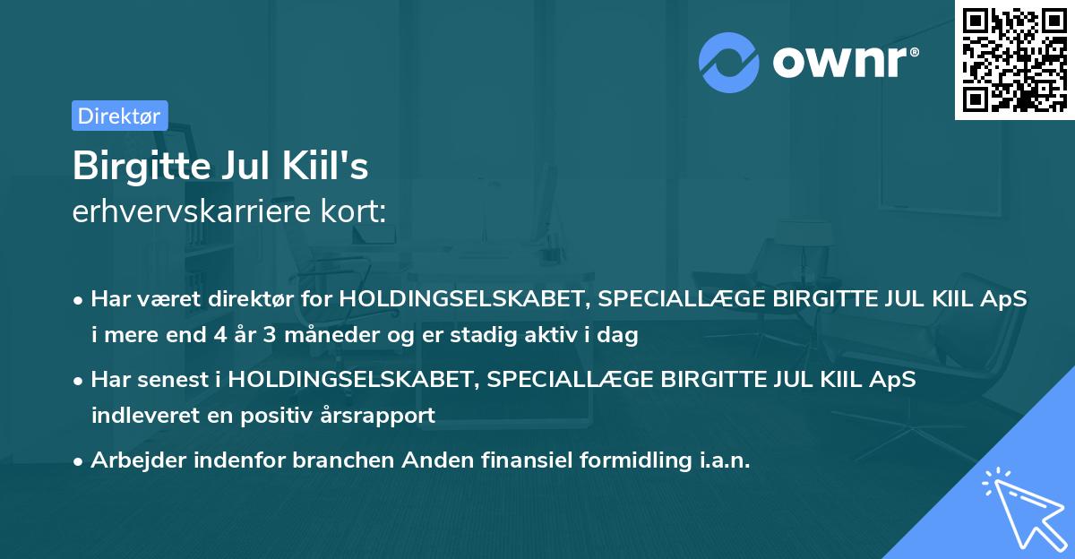 Birgitte Jul Kiil's erhvervskarriere kort