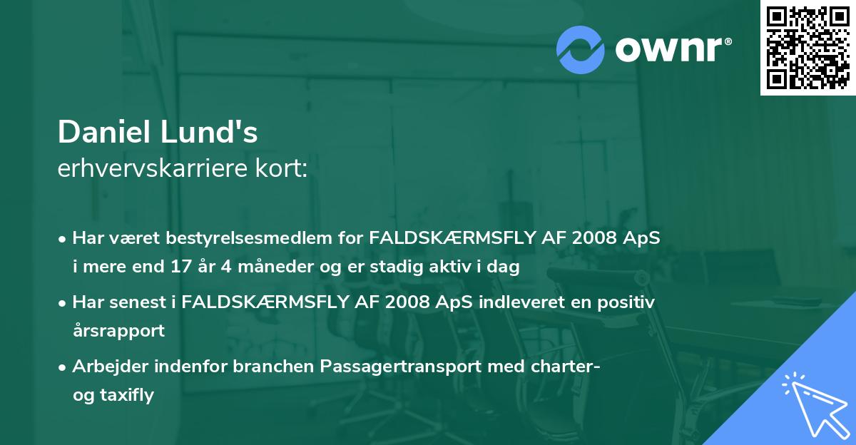 Daniel Lund's erhvervskarriere kort