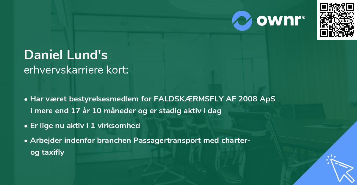 Daniel Lund's erhvervskarriere kort