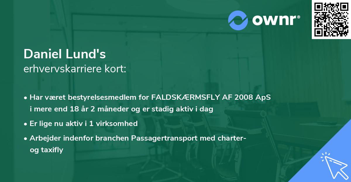 Daniel Lund's erhvervskarriere kort