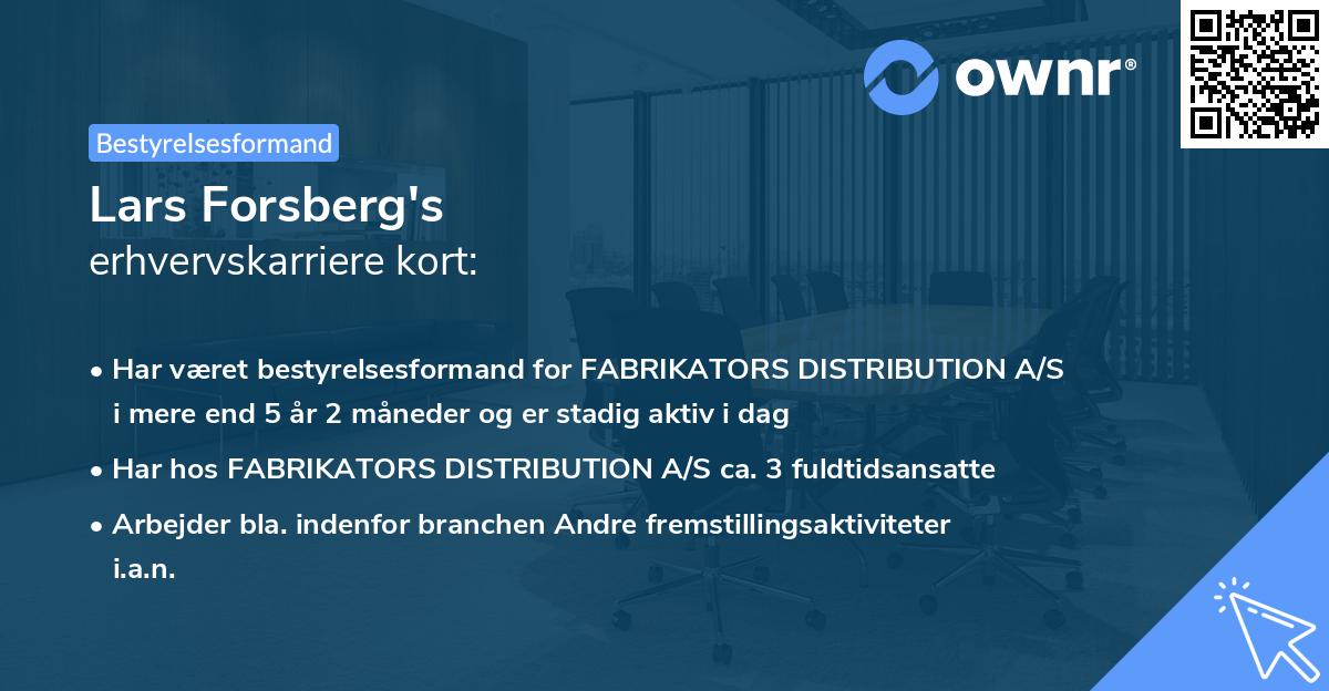 Lars Forsberg's erhvervskarriere kort