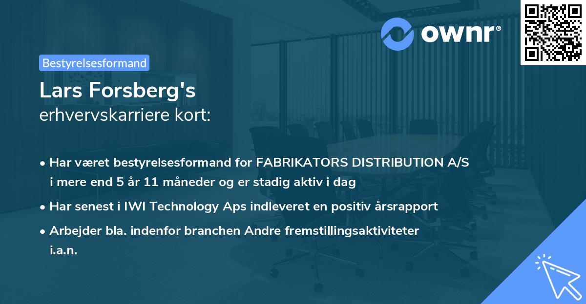Lars Forsberg's erhvervskarriere kort