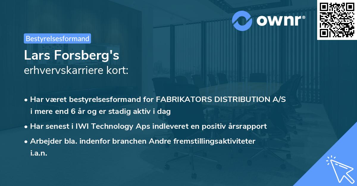 Lars Forsberg's erhvervskarriere kort