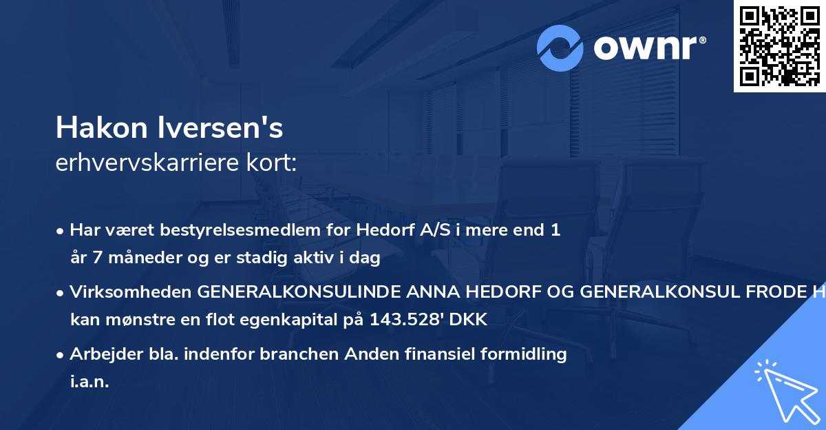 Hakon Iversen's erhvervskarriere kort