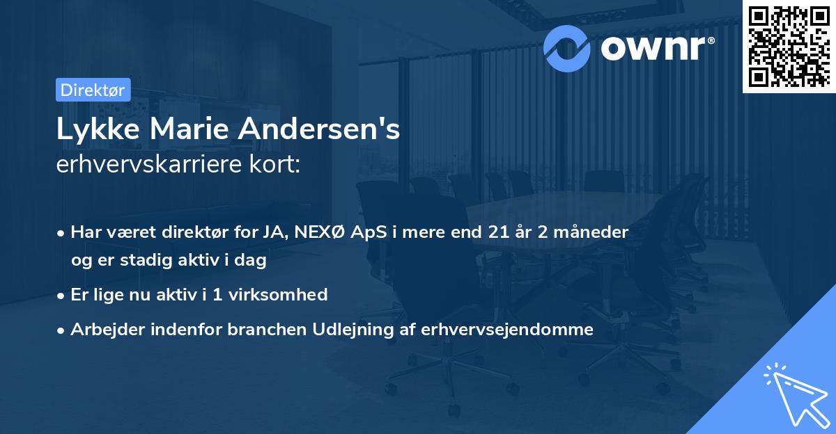 Lykke Marie Andersen's erhvervskarriere kort