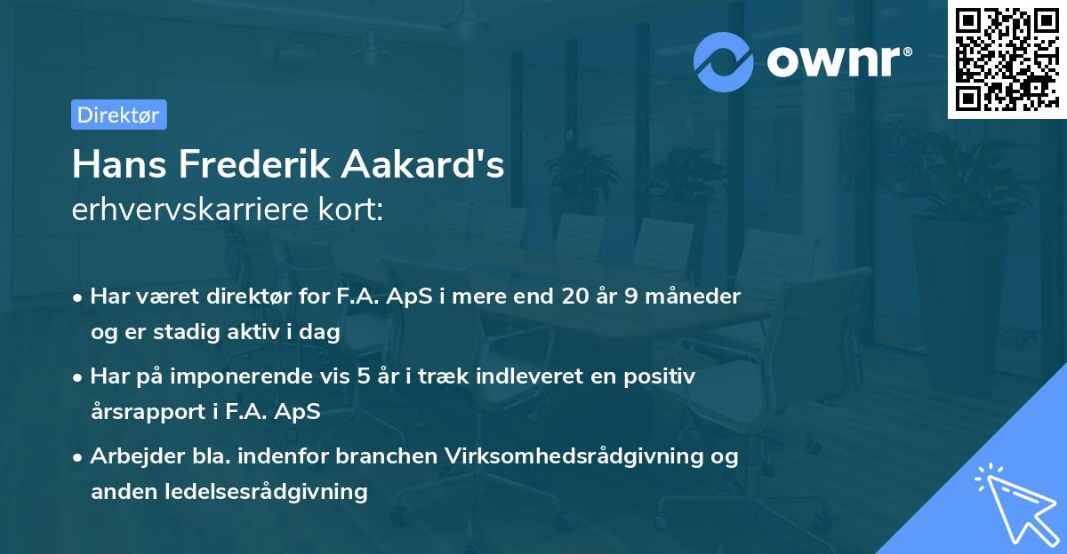 Hans Frederik Aakard's erhvervskarriere kort