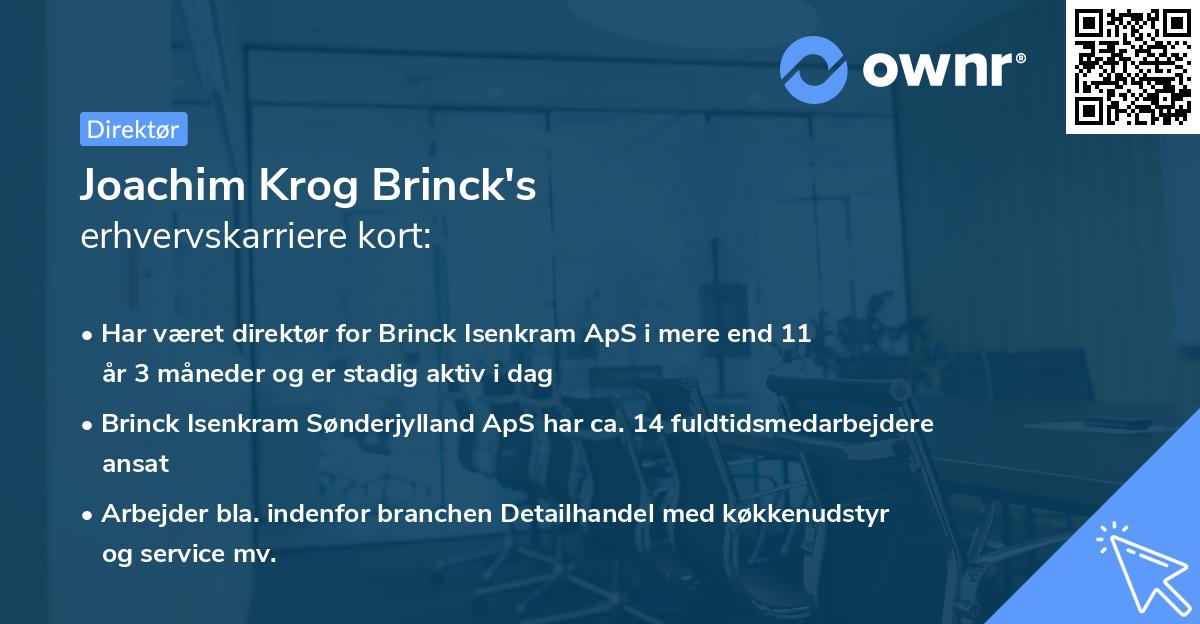 Joachim Krog Brinck's erhvervskarriere kort