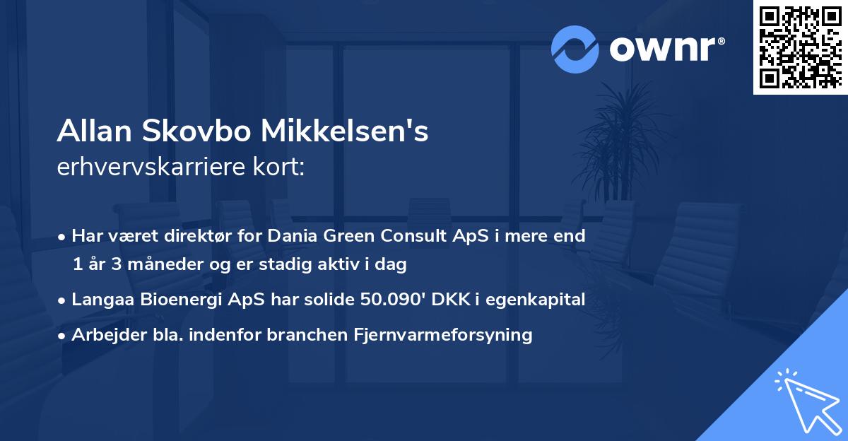Allan Skovbo Mikkelsen's erhvervskarriere kort
