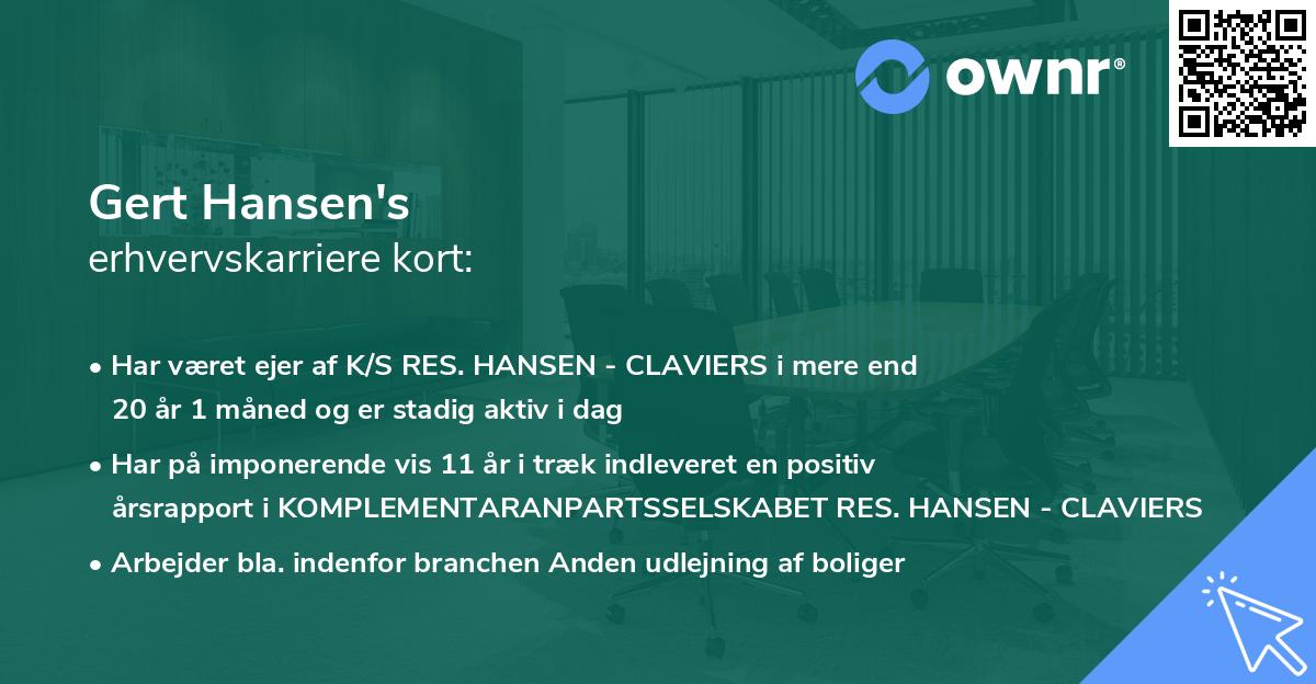 Gert Hansen's erhvervskarriere kort