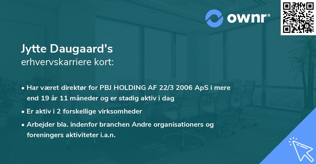 Jytte Daugaard's erhvervskarriere kort