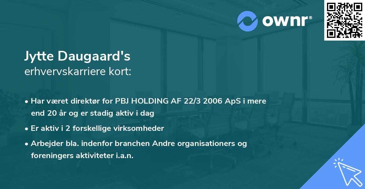 Jytte Daugaard's erhvervskarriere kort