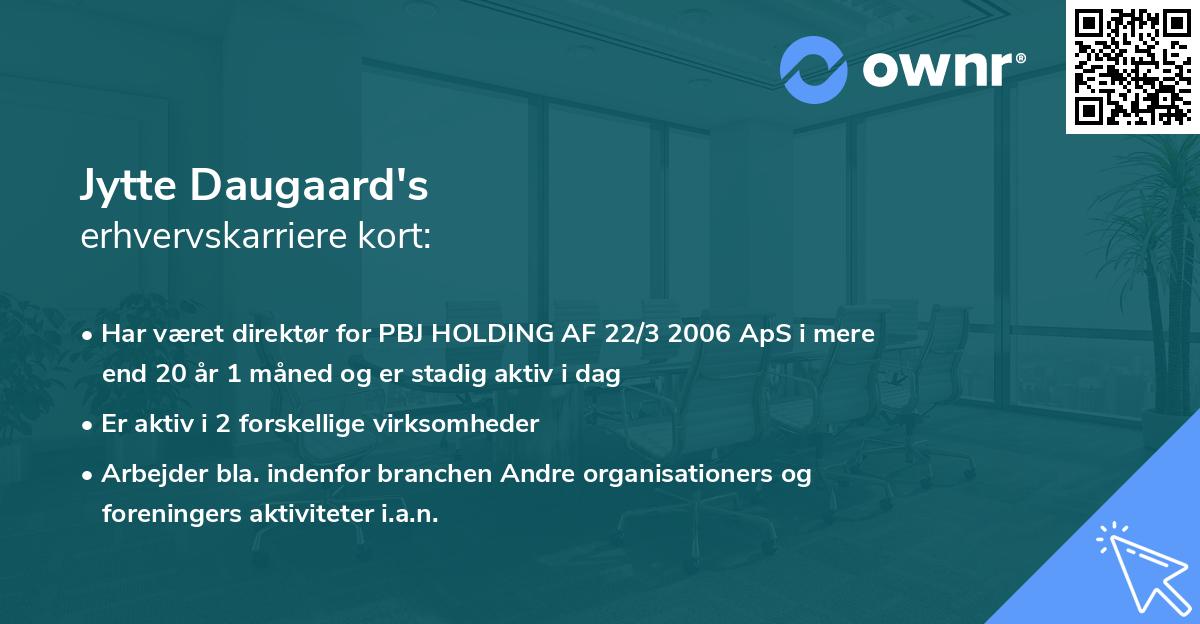 Jytte Daugaard's erhvervskarriere kort
