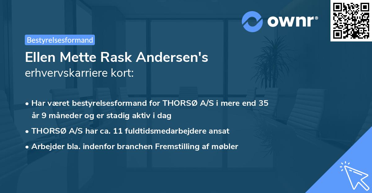 Ellen Mette Rask Andersen's erhvervskarriere kort