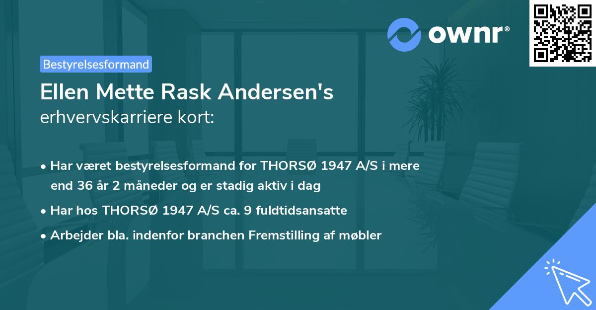 Ellen Mette Rask Andersen's erhvervskarriere kort