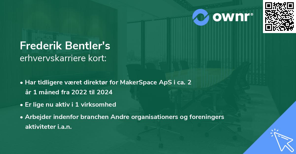 Frederik Bentler's erhvervskarriere kort