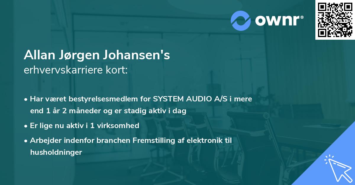 Allan Jørgen Johansen's erhvervskarriere kort