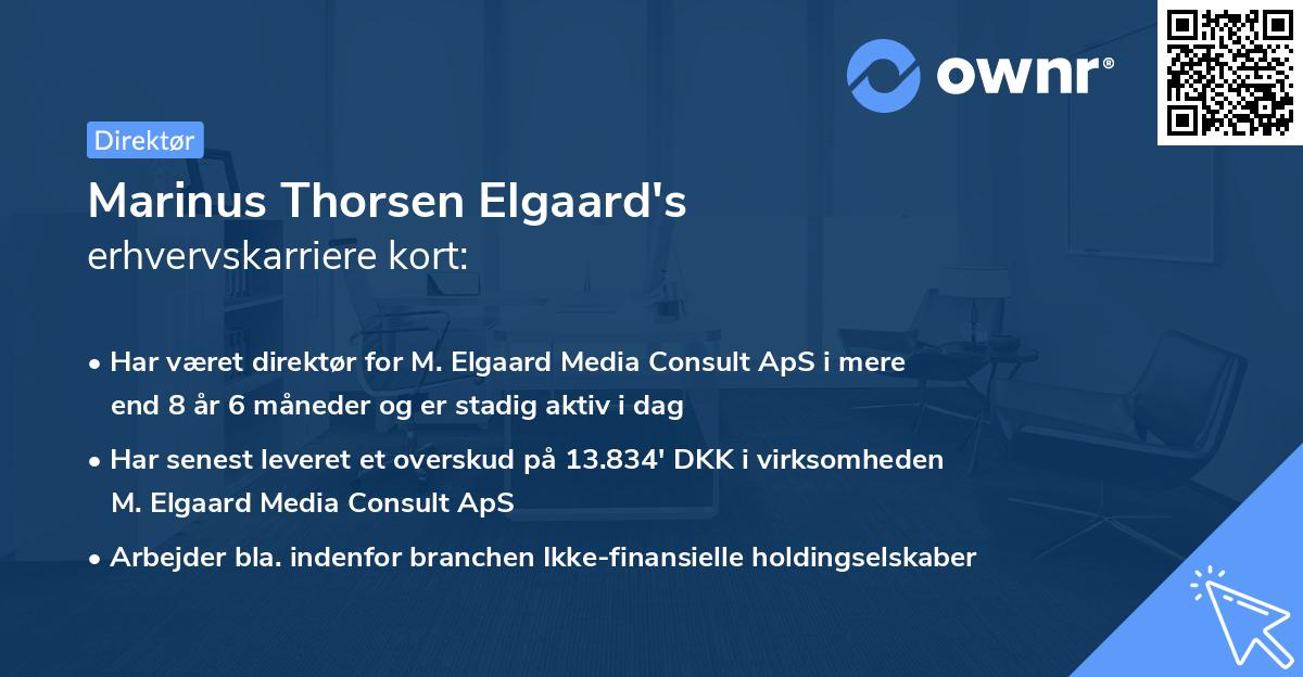 Marinus Thorsen Elgaard's erhvervskarriere kort
