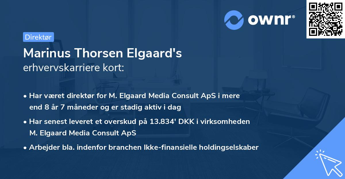 Marinus Thorsen Elgaard's erhvervskarriere kort