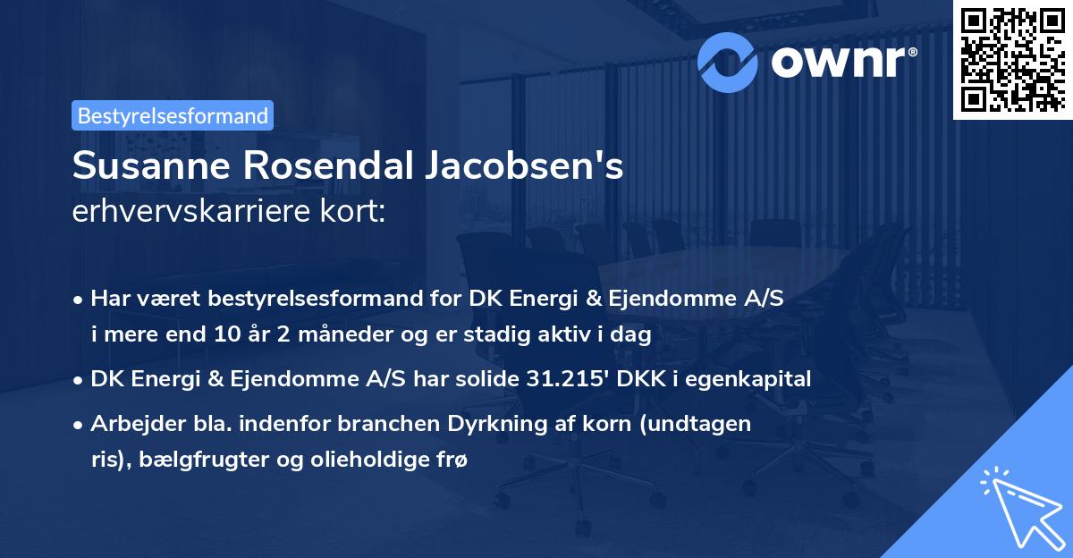 Susanne Rosendal Jacobsen's erhvervskarriere kort