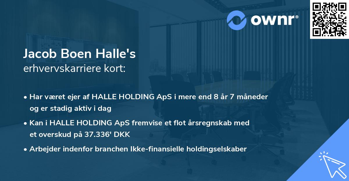 Jacob Boen Halle's erhvervskarriere kort