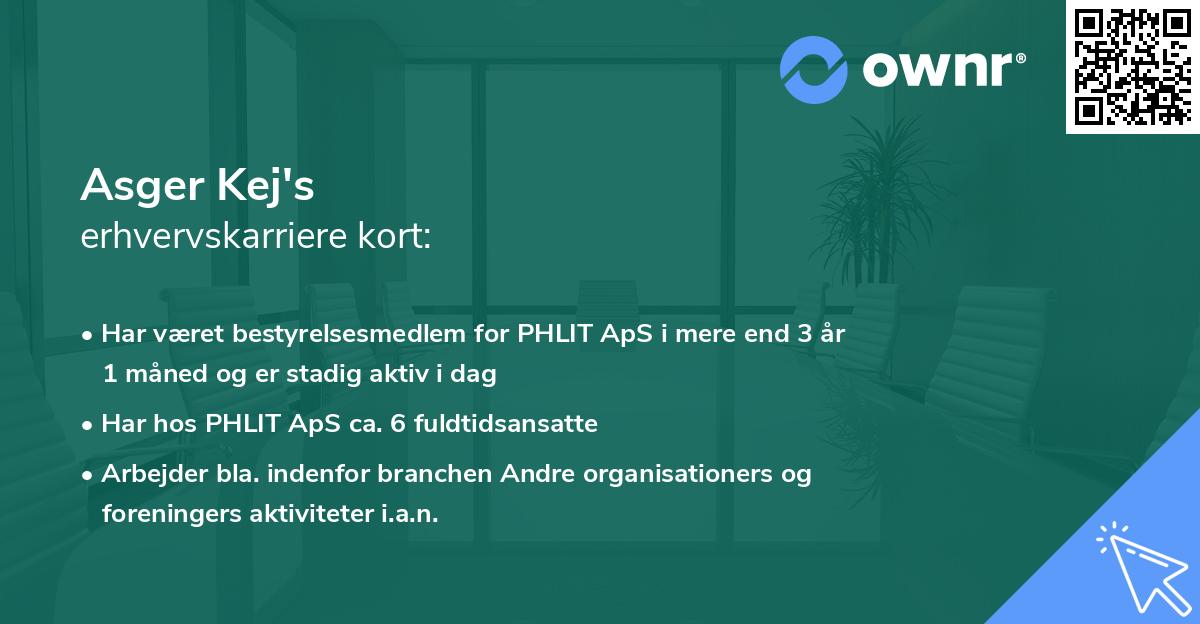 Asger Kej's erhvervskarriere kort