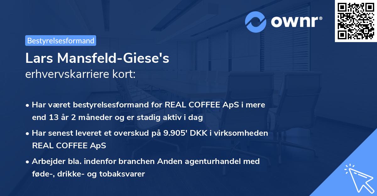 Lars Mansfeld-Giese's erhvervskarriere kort