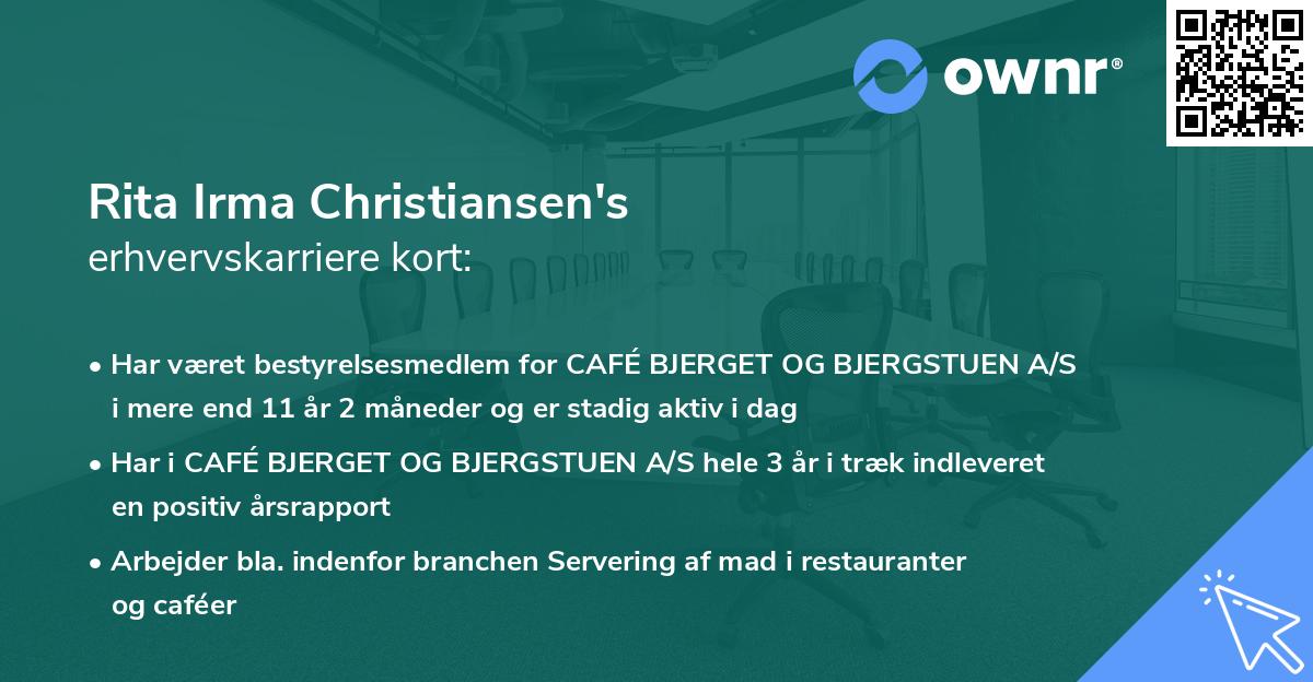 Rita Irma Christiansen's erhvervskarriere kort