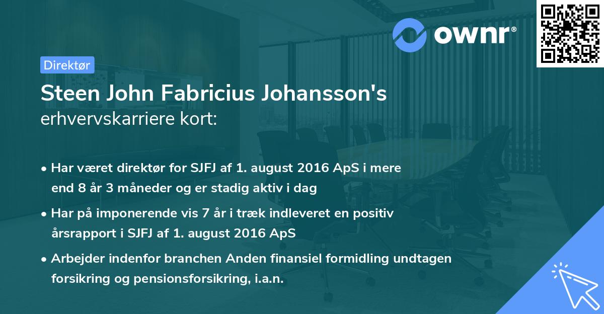 Steen John Fabricius Johansson's erhvervskarriere kort