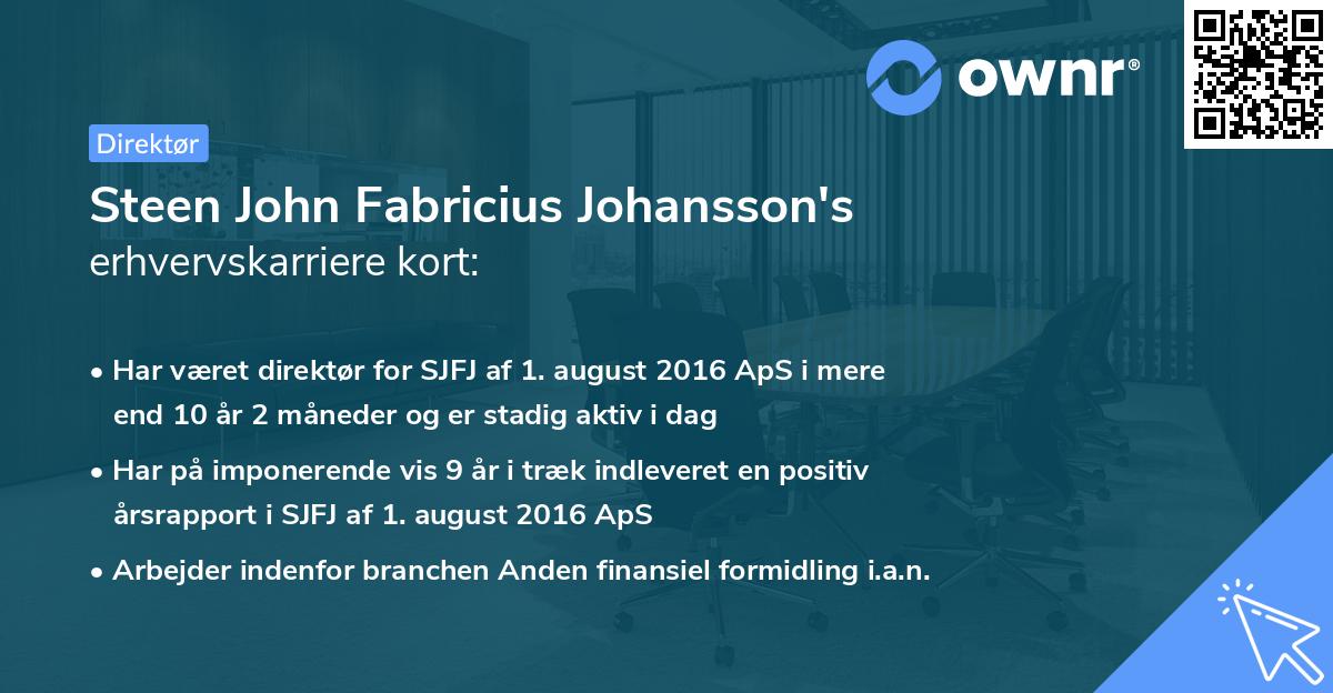 Steen John Fabricius Johansson's erhvervskarriere kort