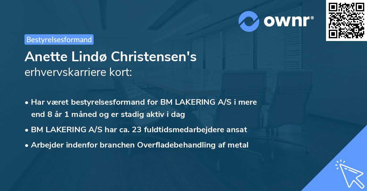 Anette Lindø Christensen's erhvervskarriere kort