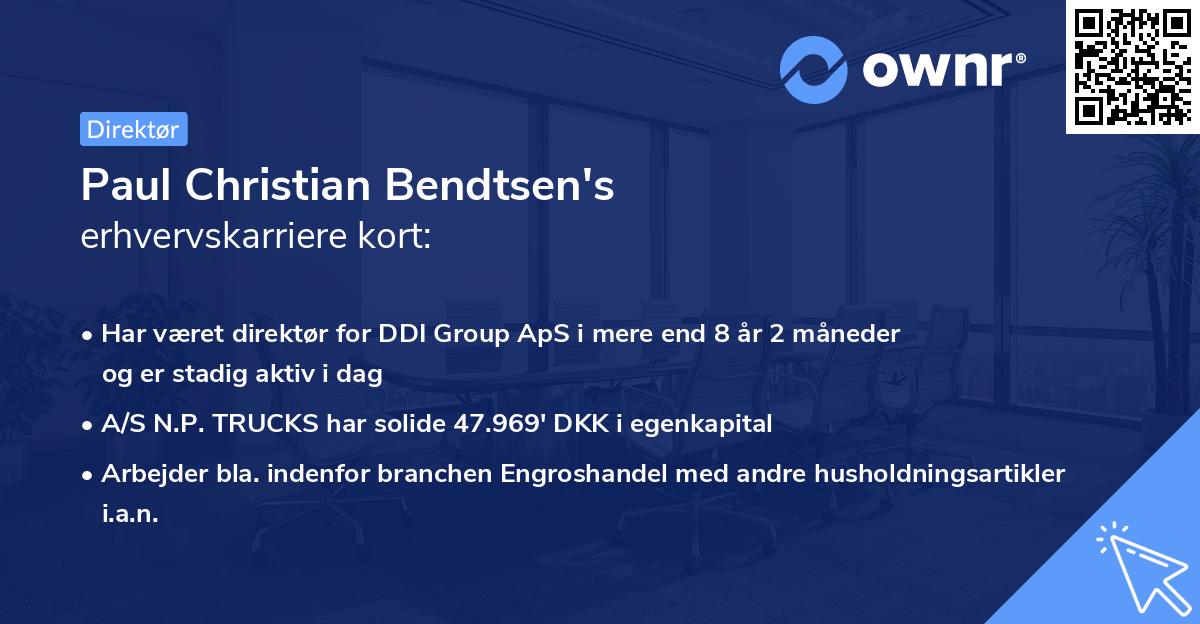 Paul Christian Bendtsen's erhvervskarriere kort
