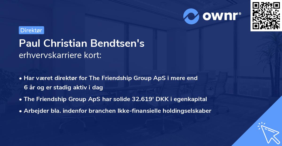 Paul Christian Bendtsen's erhvervskarriere kort