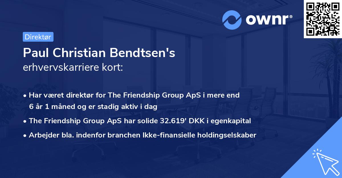 Paul Christian Bendtsen's erhvervskarriere kort