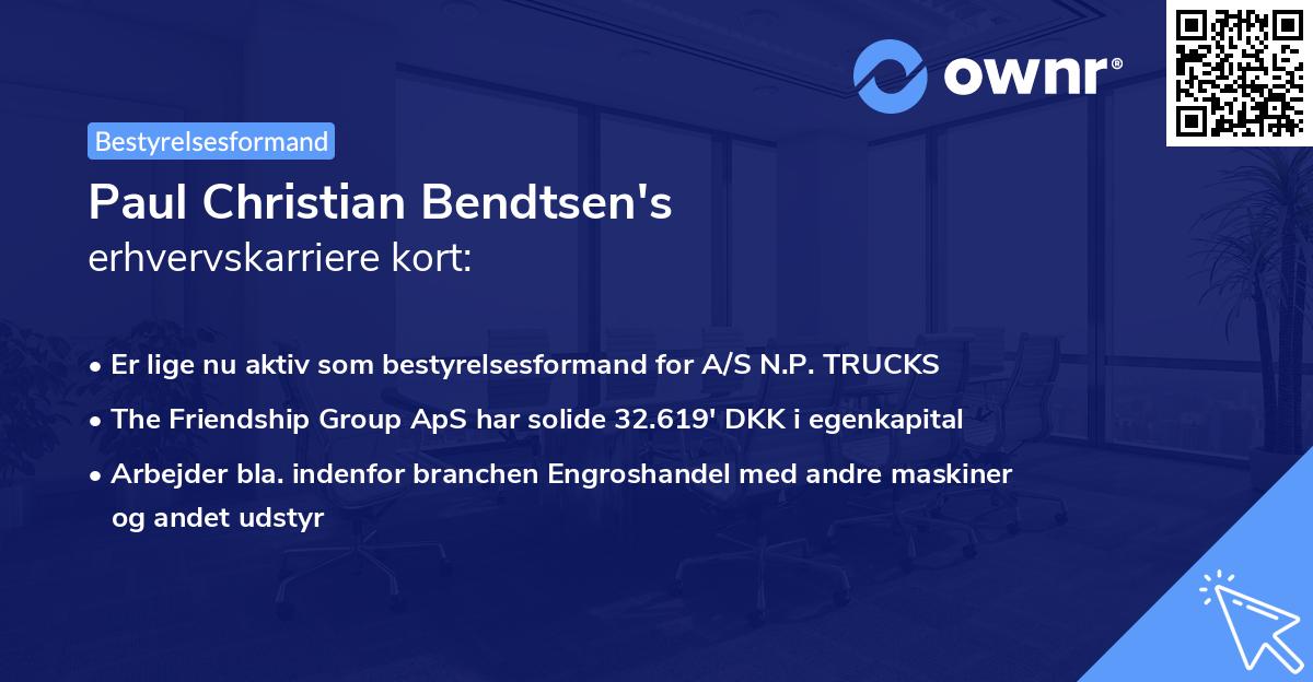 Paul Christian Bendtsen's erhvervskarriere kort