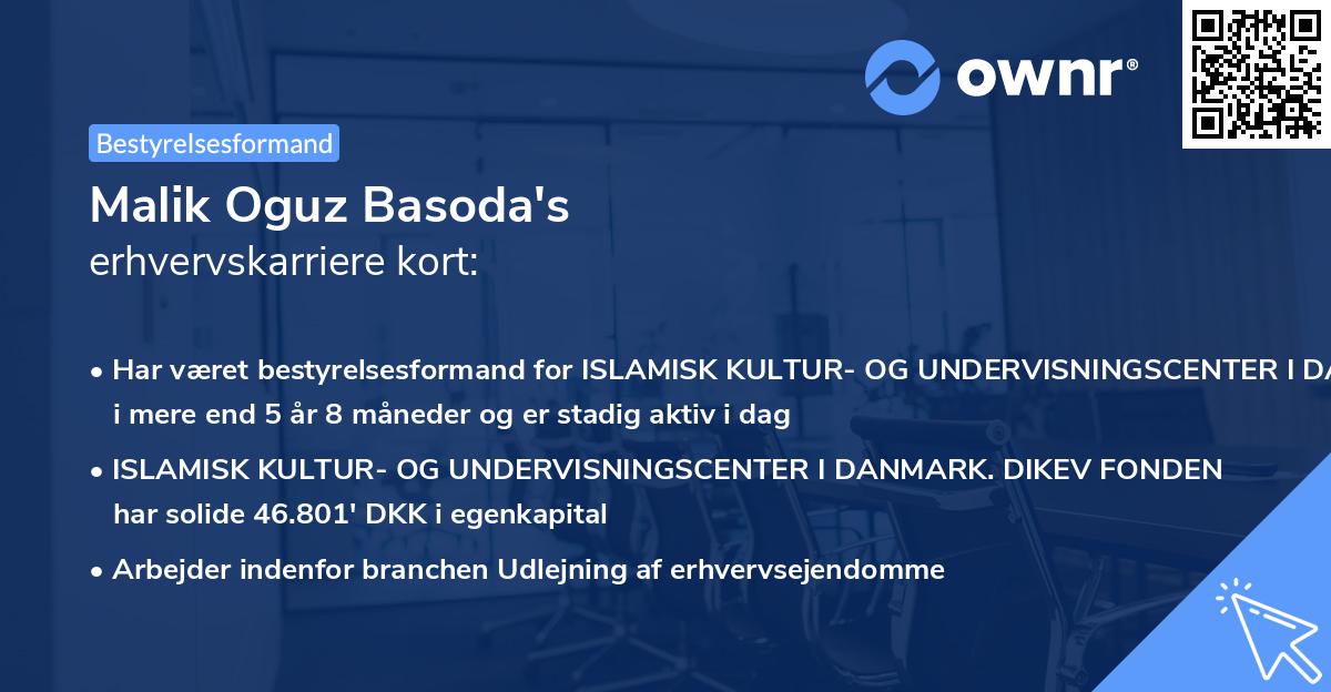 Malik Oguz Basoda's erhvervskarriere kort