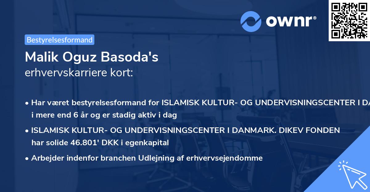 Malik Oguz Basoda's erhvervskarriere kort