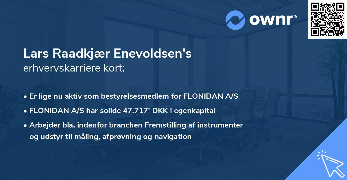 Lars Raadkjær Enevoldsen's erhvervskarriere kort