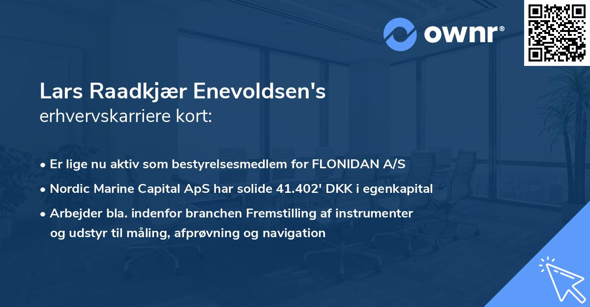 Lars Raadkjær Enevoldsen's erhvervskarriere kort